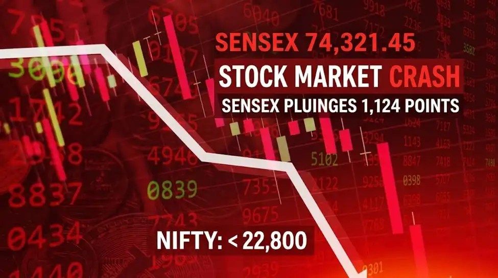 Stock Market Crash: Sensex Plunges 1,124 Points, Nifty Falls Below 22,800